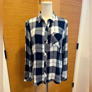 RAILS White/Navy/Hunter Green, Plaid Shirt Medium M Long Sleeve